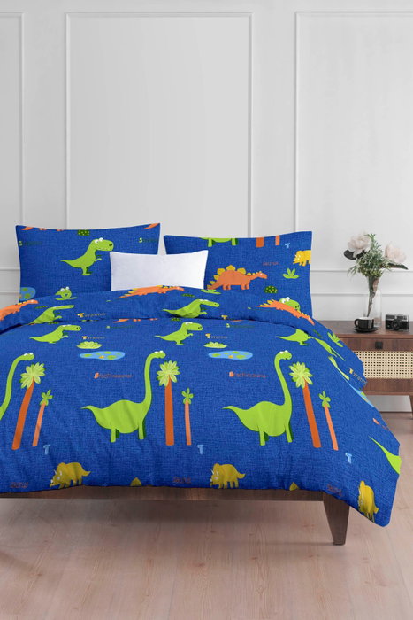 L'essentiel linge de maison Dinolar Juego de funda nórdica individual Azul oscuro